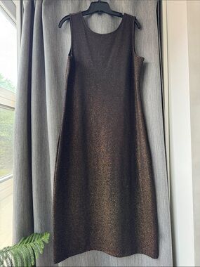 GAP Sleeveless Gold Metallic Thread Shift Dress